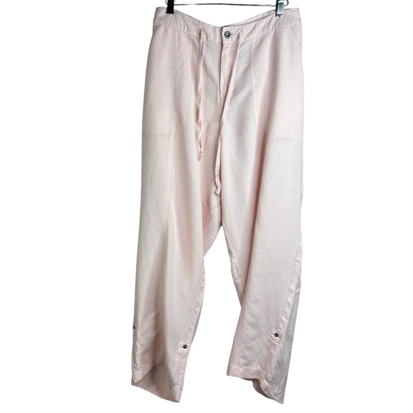 Lane Bryant Light Pink Linen Capri Pants Wide Leg Roll-up Option  Size 18/20 - Picture 4 of 7